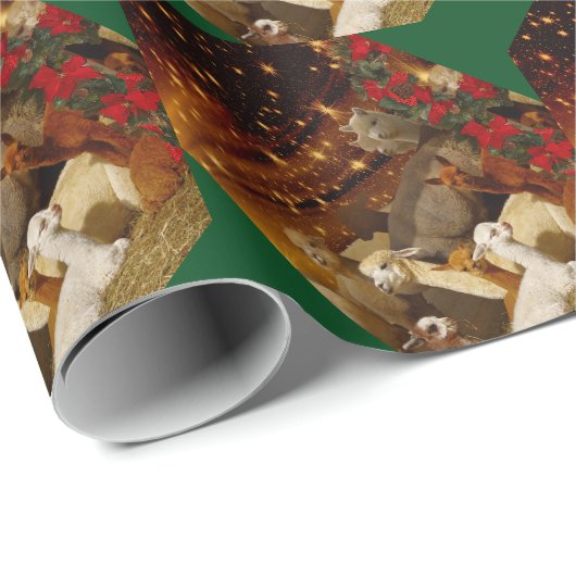 Alpaka-Scheunen-WeihnachtsPackpapier Geschenkpapier (Rolleneckpunkt)