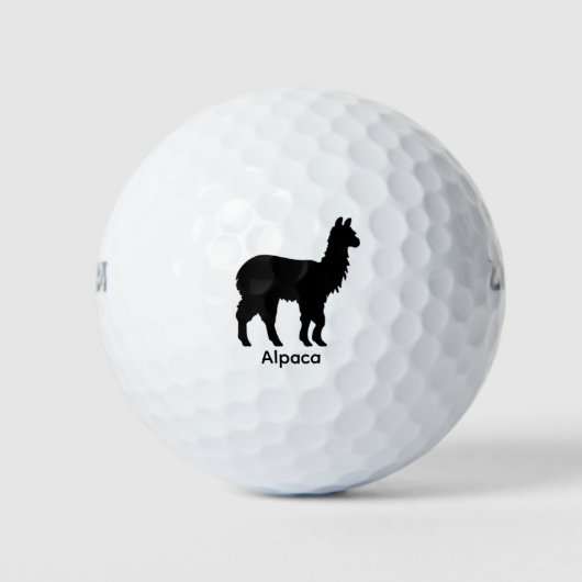 Alpaka-Silhouette - Schwarzes Tier Golfball (Vorderseite)