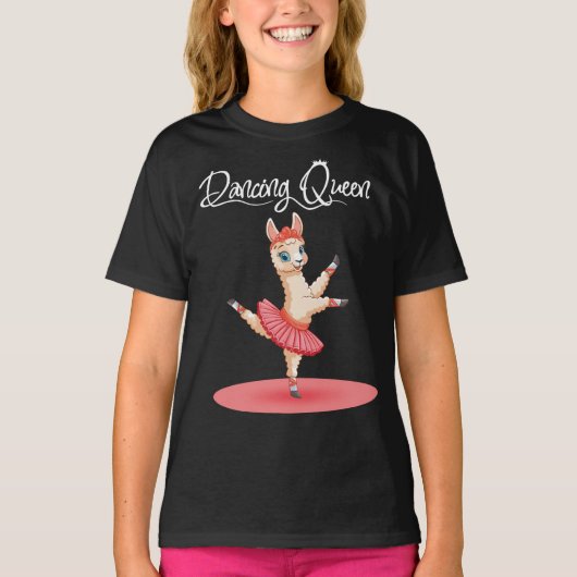 Alpaka Tanzt Ballett In Rosa Tutu Dancing Queen T-Shirt (Vorderseite)