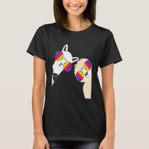 Alpaka Tier Freund Bff Regenbogen Brille Lama Faul T-Shirt