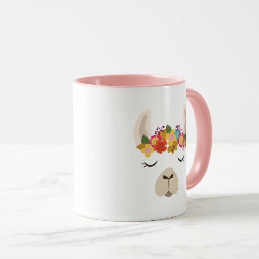 Alpaka-u. Blumen-Muster Tasse (VorderseiteRechts)