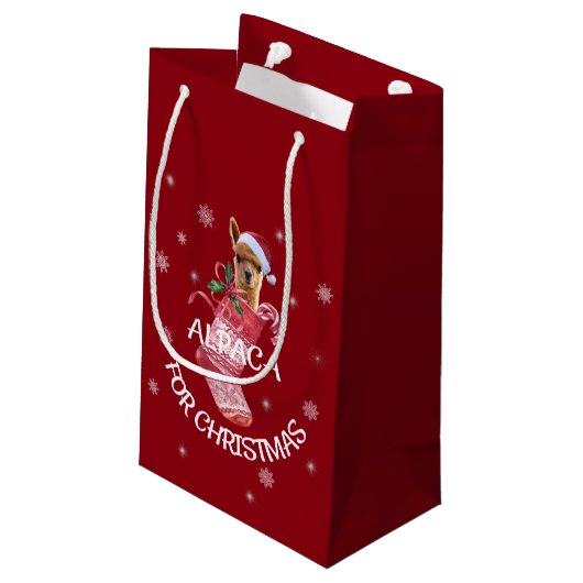 Alpaka-Weihnachtsgeschenk-Tasche Kleine Geschenktüte (Rückseite Schrägansicht)