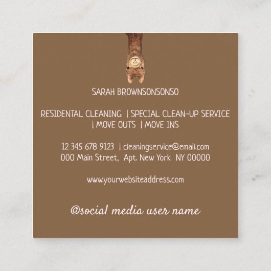 Alpaka Zweiseitig Rosa | Süßes Farmtier Quadratische Visitenkarte (Rückseite)