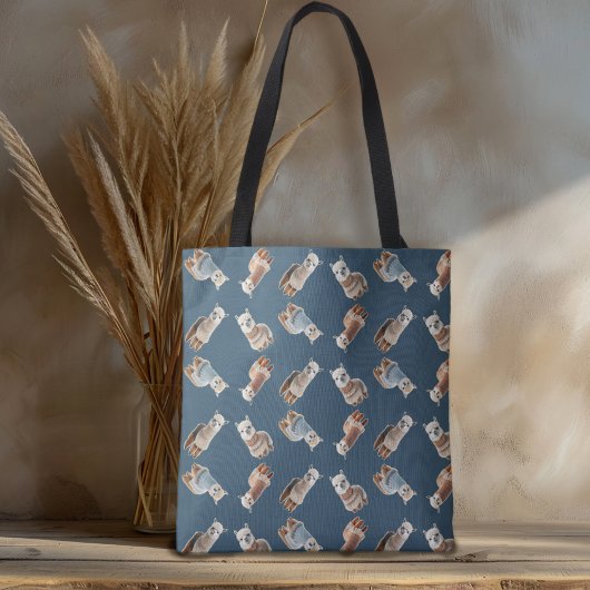 Alpakas in Strickjacken Muster Stricken Tasche