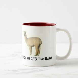 Alpakas sind niedlicher als Lamas Zweifarbige Tasse