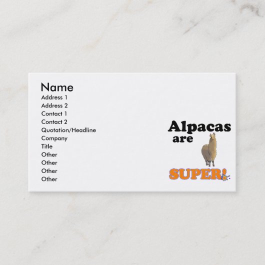 Alpakas sind super visitenkarte (Vorderseite)