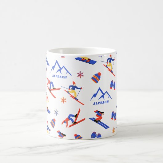 Alpbach Austria Ski Snowboard Muster Kaffeetasse (Mittel)