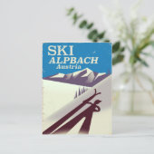 Alpbacher Skifahrplakat Postkarte (Stehend Vorderseite)