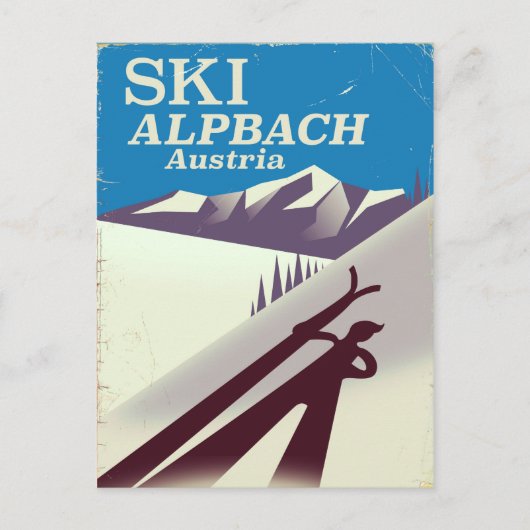 Alpbacher Skifahrplakat Postkarte (Vorderseite)