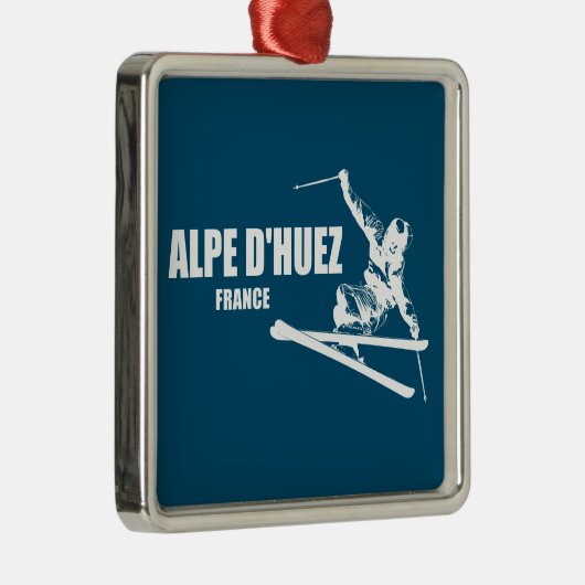 Alpe d'Huez France Skier Ornament Aus Metall (Rechts)