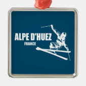 Alpe d'Huez France Skier Ornament Aus Metall (Vorne)