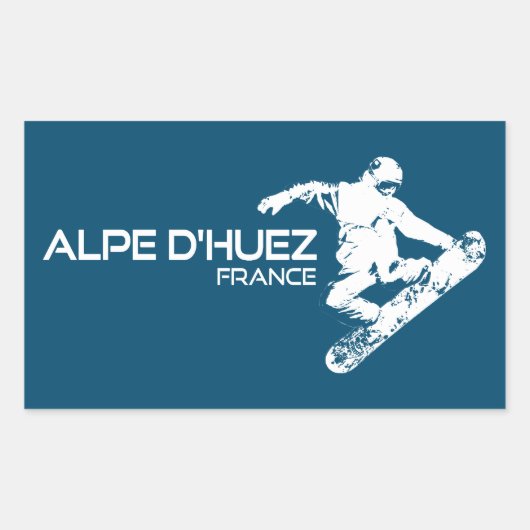 Alpe d'Huez France Snowboarder Rechteckiger Aufkleber (Vorderseite)