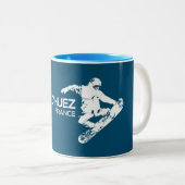 Alpe d'Huez France Snowboarder Zweifarbige Tasse (VorderseiteRechts)