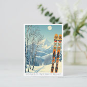 Alpe d'Huez Frankreich Skigebiet Retro Postcard Postkarte (Stehend Vorderseite)