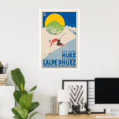 Alpe d'Huez Frankreich Vintage-Skiplakat Poster (Heimbüro)
