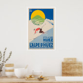 Alpe d'Huez Frankreich Vintage-Skiplakat Poster (Küche)