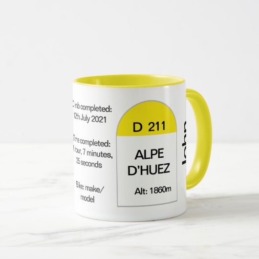 Alpe dhuez franz. Straße Marker, Road Bike, Climbe Tasse (VorderseiteRechts)