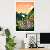 Alpe d'Huez - Radfahrplakat Poster (Heimbüro)