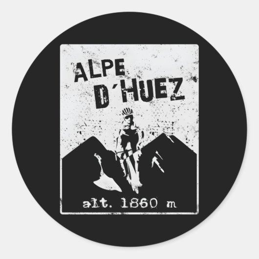 Alpe D'Huez Radfahrrad Runder Aufkleber (Vorderseite)