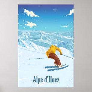Alpe dHuez Skigebiet Reiseplakat Poster