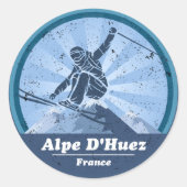 Alpe d'Huez Skistation - Skier Sticker (Vorderseite)
