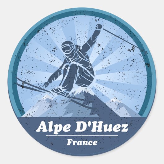Alpe d'Huez Skistation - Skier Sticker (Vorderseite)
