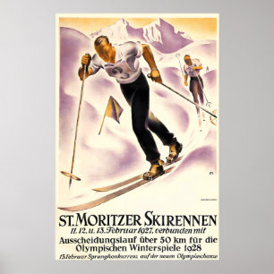 Alpen Berg Langlauf Skilanglauf Saint Moritz Poster