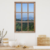 Alpen Bergblick aus einem Fenster Poster (Küche)