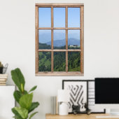 Alpen Bergblick aus einem Fenster Poster (Heimbüro)