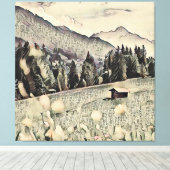 Alpen, Berge, Berghütte Leinwanddruck (Insitu (Holzboden))