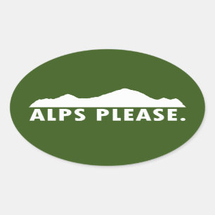 Alpen Bitte Ovaler Aufkleber
