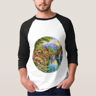 Alpen Cottage Garten Bergsee Sonnenaufgang T-Shirt
