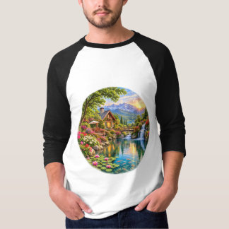 Alpen Cottage Garten Bergsee Sonnenaufgang T-Shirt