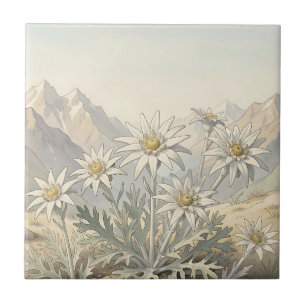 Alpen-Edelweiß-Blumen Berglandschaft Fliese