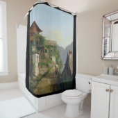 Alpen-Gebirgschalet-Hamlet-Stadtduschvorhang Duschvorhang (Beispiel)