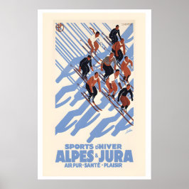 Alpen & Jura Wintersport Schweiz Vintage-Ski Poster