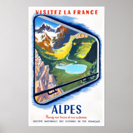 Alpen mit dem Zug Frankreich Jahrgang Reise Poster