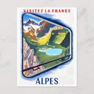 Alpen mit dem Zug Frankreich Jahrgang Reise Postkarte