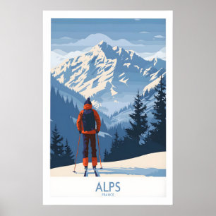 Alpen Ski Druck - Frankreich 1 Poster