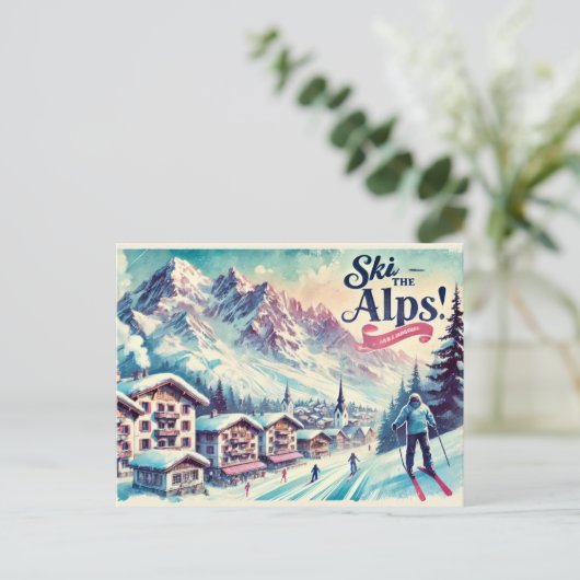 Alpen Ski Postkarte (Stehend Vorderseite)