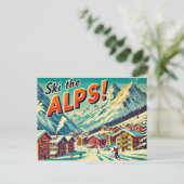 Alpen Ski Postkarte (Stehend Vorderseite)