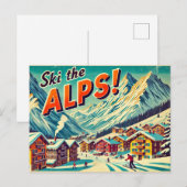 Alpen Ski Postkarte (Vorne/Hinten)