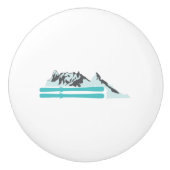 Alpen Skifahren Wintersport Bergsee-Zauber Keramikknauf (Vorderseite)