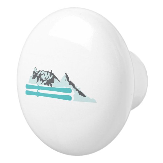 Alpen Skifahren Wintersport Bergsee-Zauber Keramikknauf (Rechts)