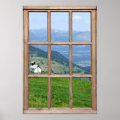 Alpen-Wiesenansicht aus Fenster Poster (Vorne)