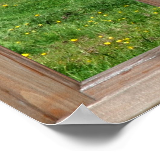 Alpen-Wiesenansicht aus Fenster Poster (Ecke)