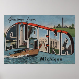 Alpena, Michigan - Große Buchstabenszenen Poster