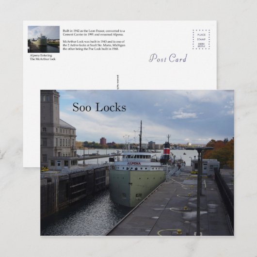 Alpena Soo Locks Postkarte (Vorne/Hinten)