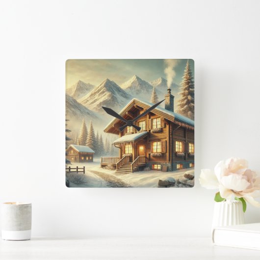 Alpenarm Quadratische Wanduhr (Zuhause)