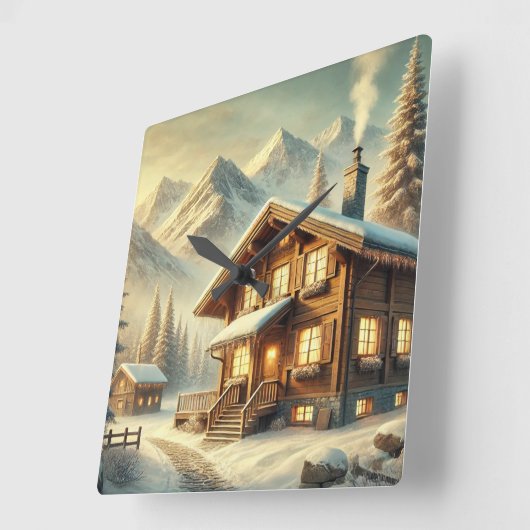 Alpenarm Quadratische Wanduhr (Winkel)